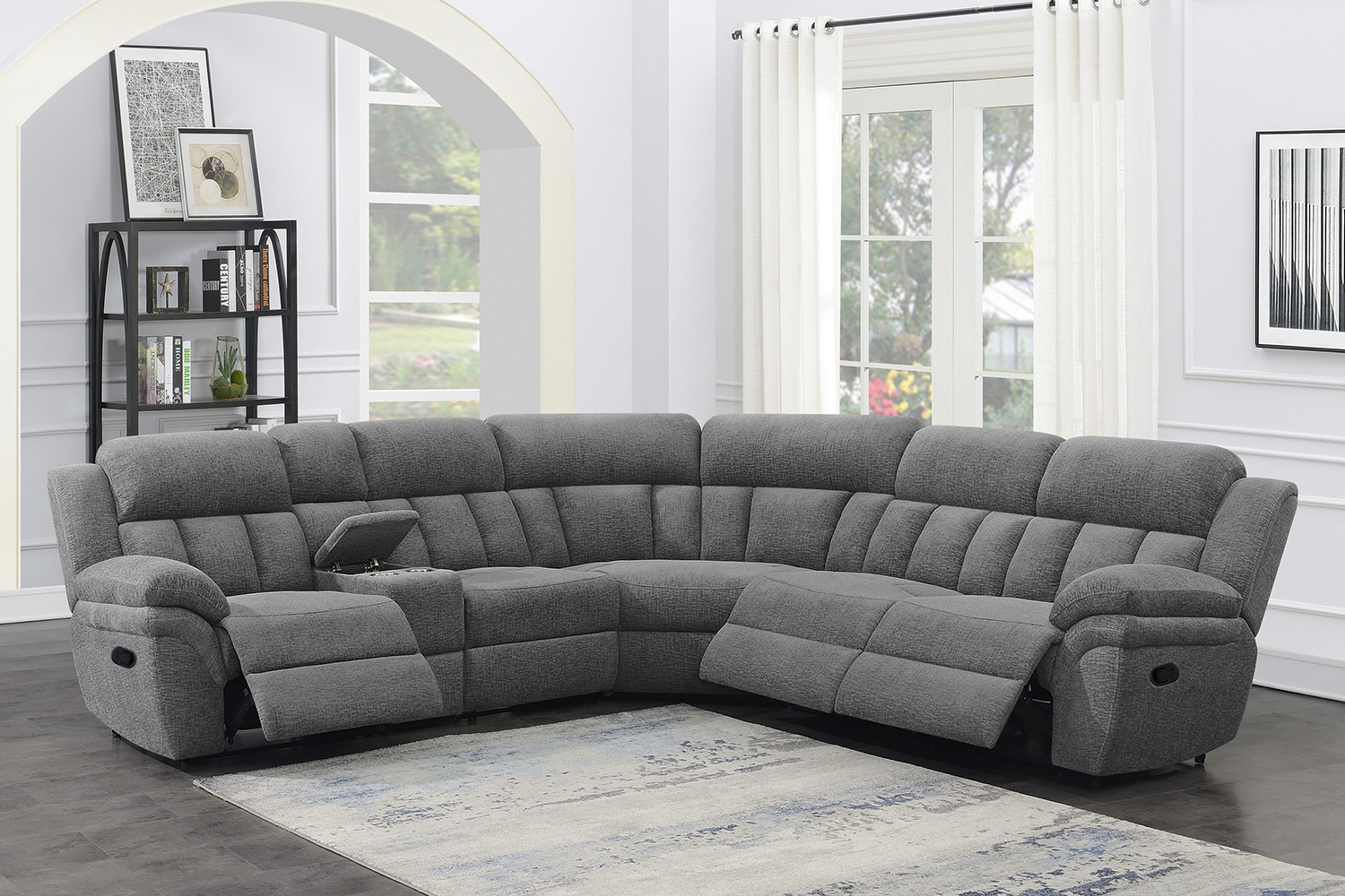 Coaster Bahrain 6-Piece Upholstered Motion Sectional - Charcoal