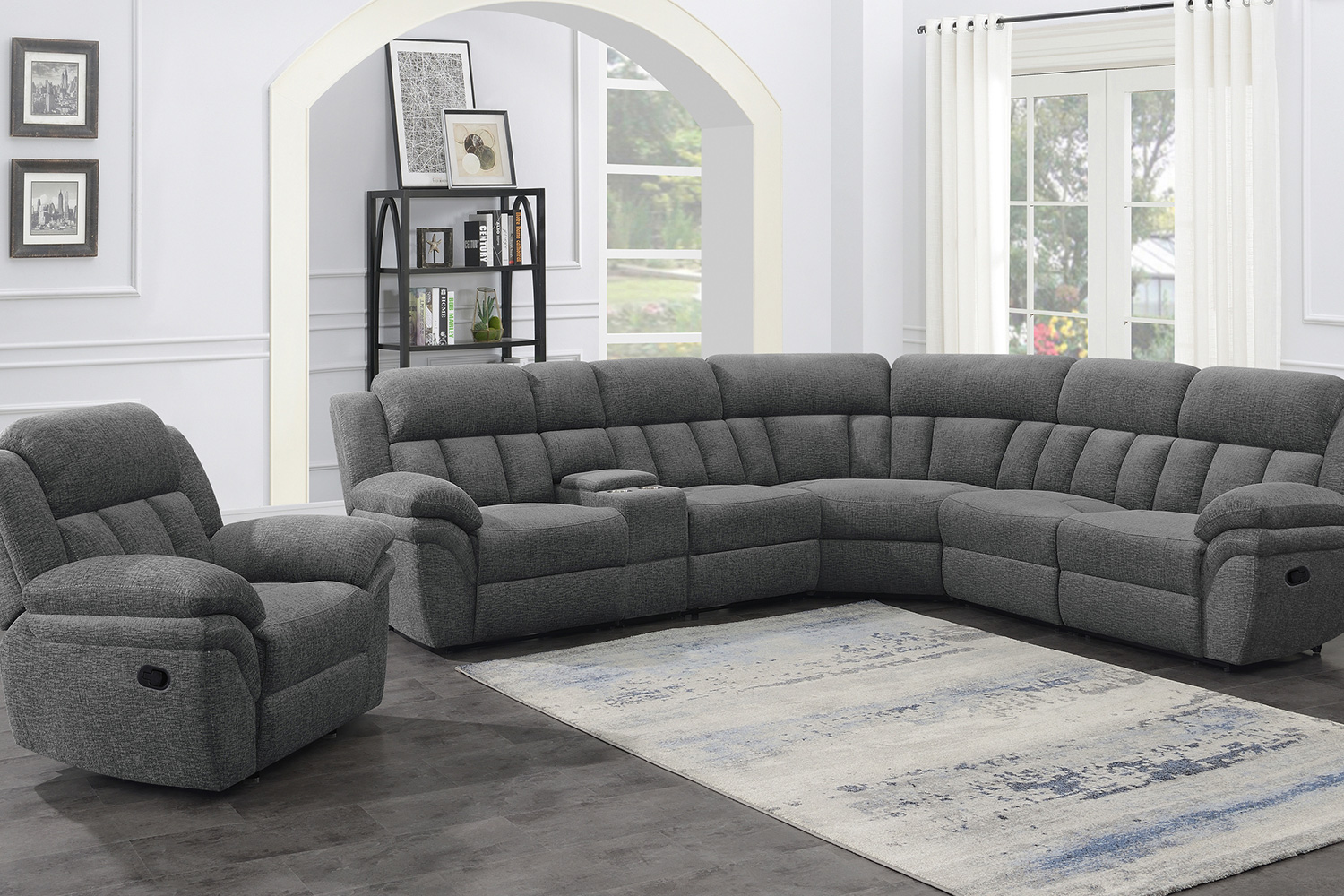 Coaster Bahrain 6-Piece Upholstered Motion Sectional - Charcoal