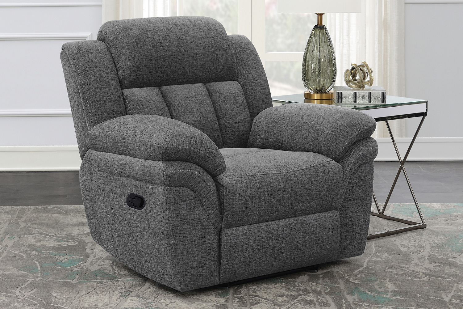 Coaster™ Bahrain Upholstered Glider Recliner - Charcoal