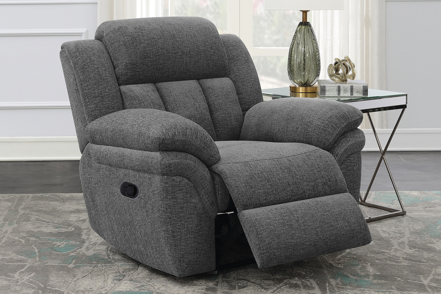 Coaster™ Bahrain Upholstered Glider Recliner - Charcoal