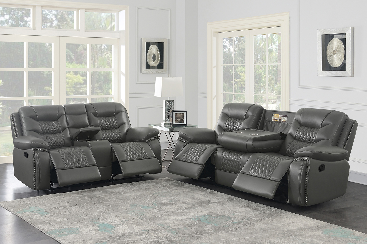 Coaster Flamenco Tufted Upholstered Motion Sofa - Charcoal