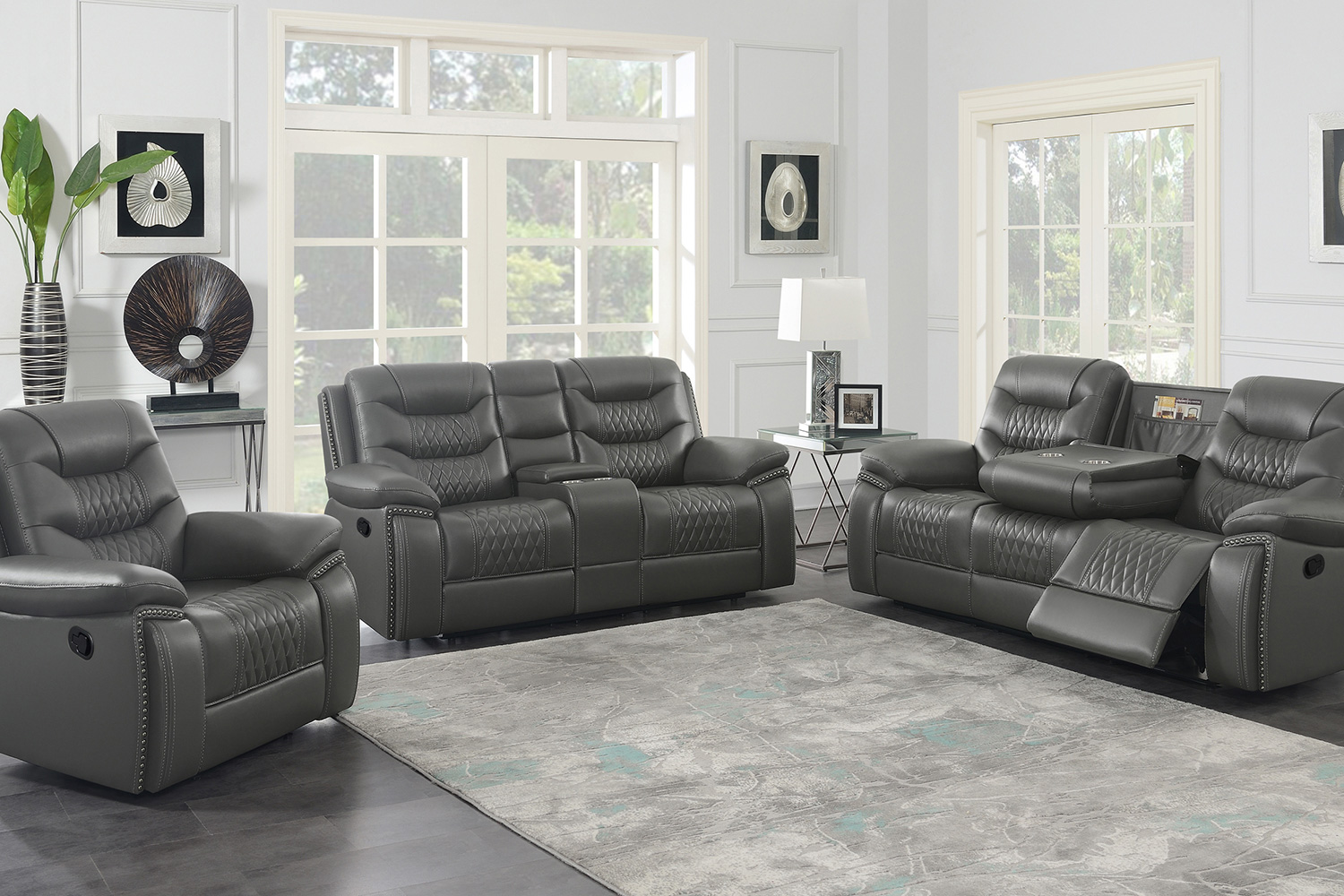 Coaster Flamenco Tufted Upholstered Motion Sofa - Charcoal