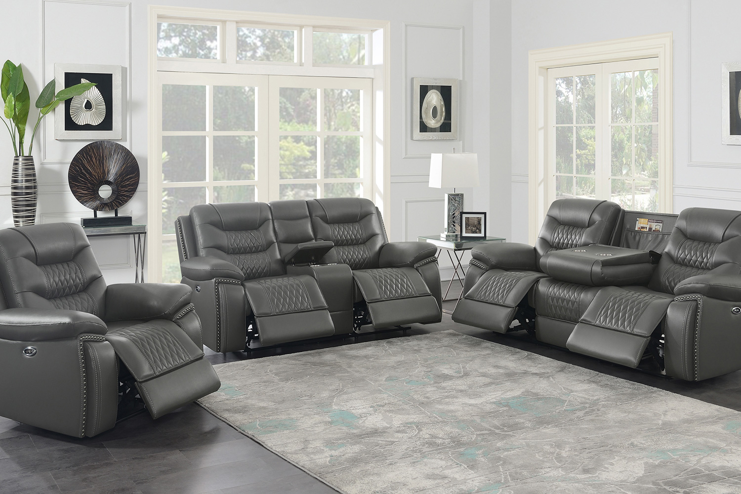 Coaster Flamenco Tufted Upholstered Motion Sofa - Charcoal