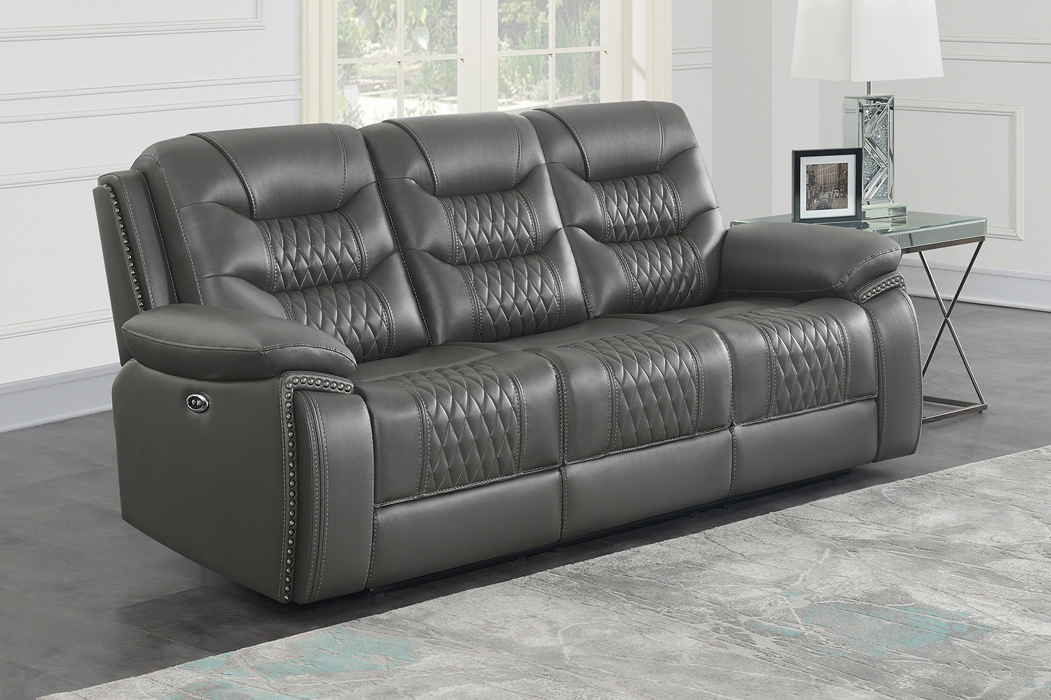 Coaster Flamenco Tufted Upholstered Motion Sofa - Charcoal