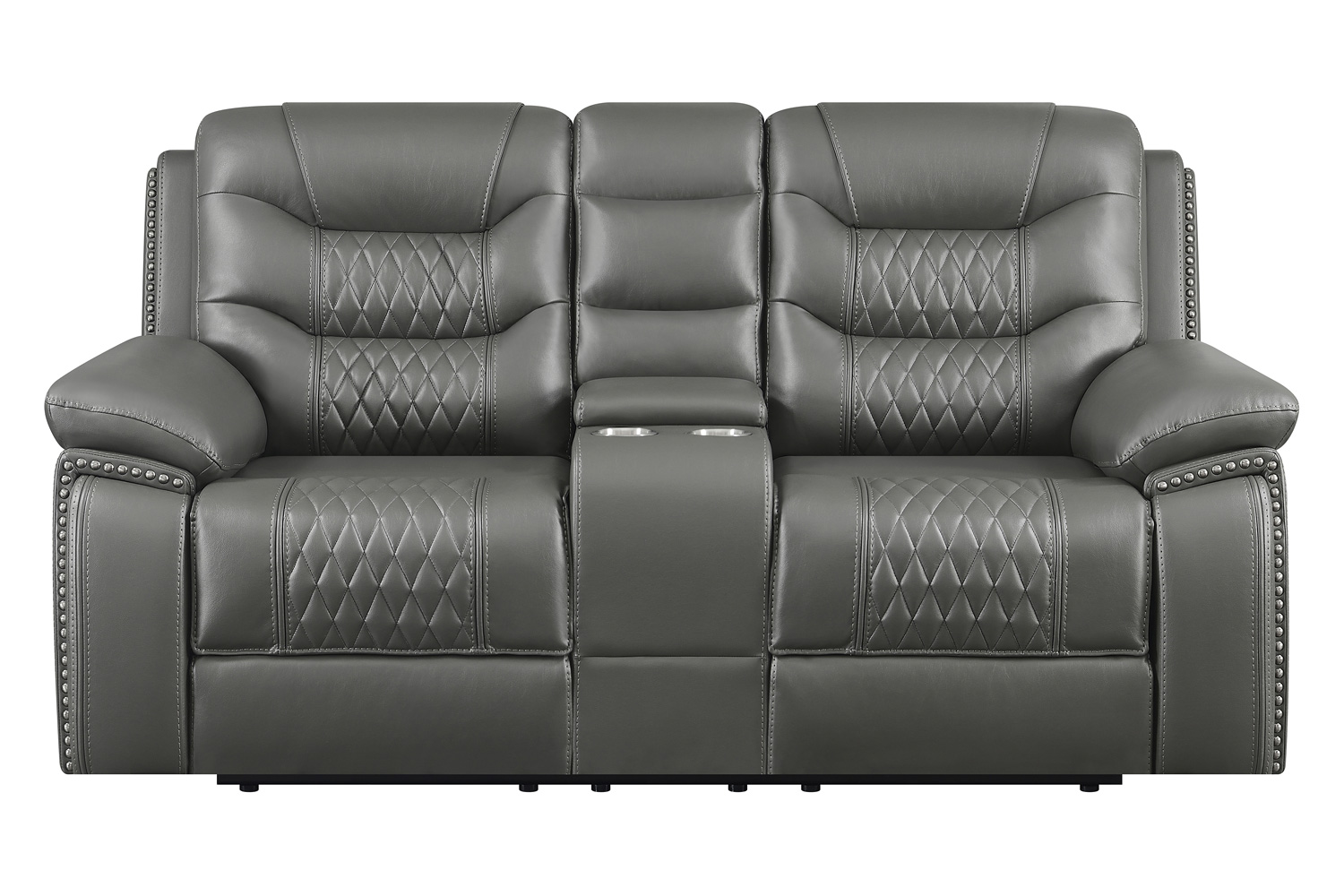 Coaster Flamenco Tufted Upholstered Motion Loveseat with Console - Charcoal