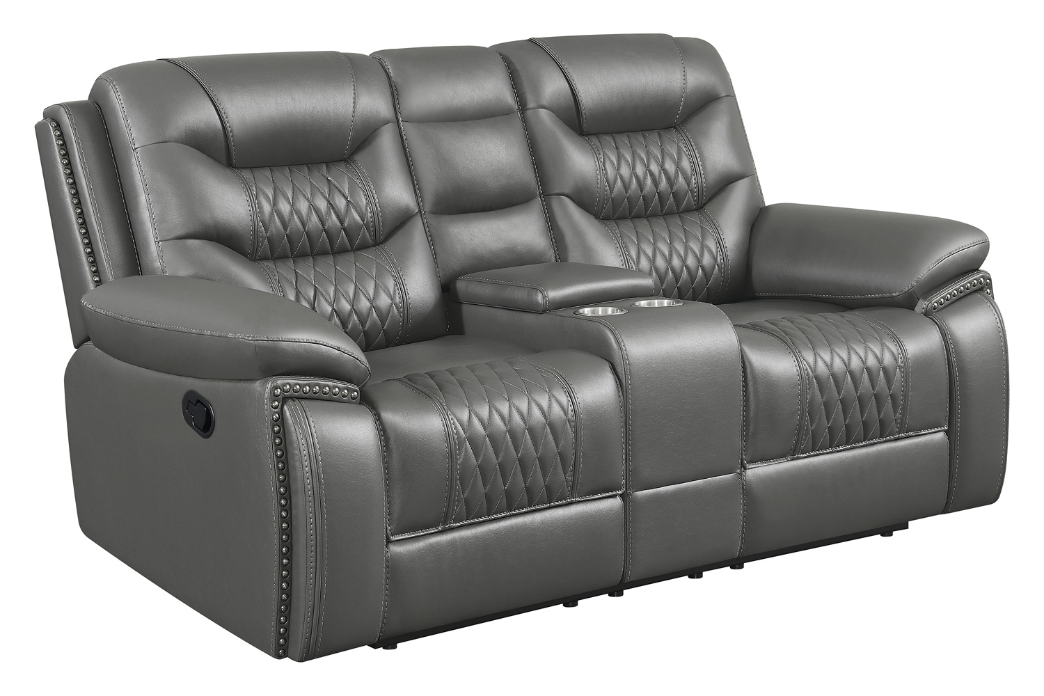 Coaster Flamenco Tufted Upholstered Motion Loveseat with Console - Charcoal