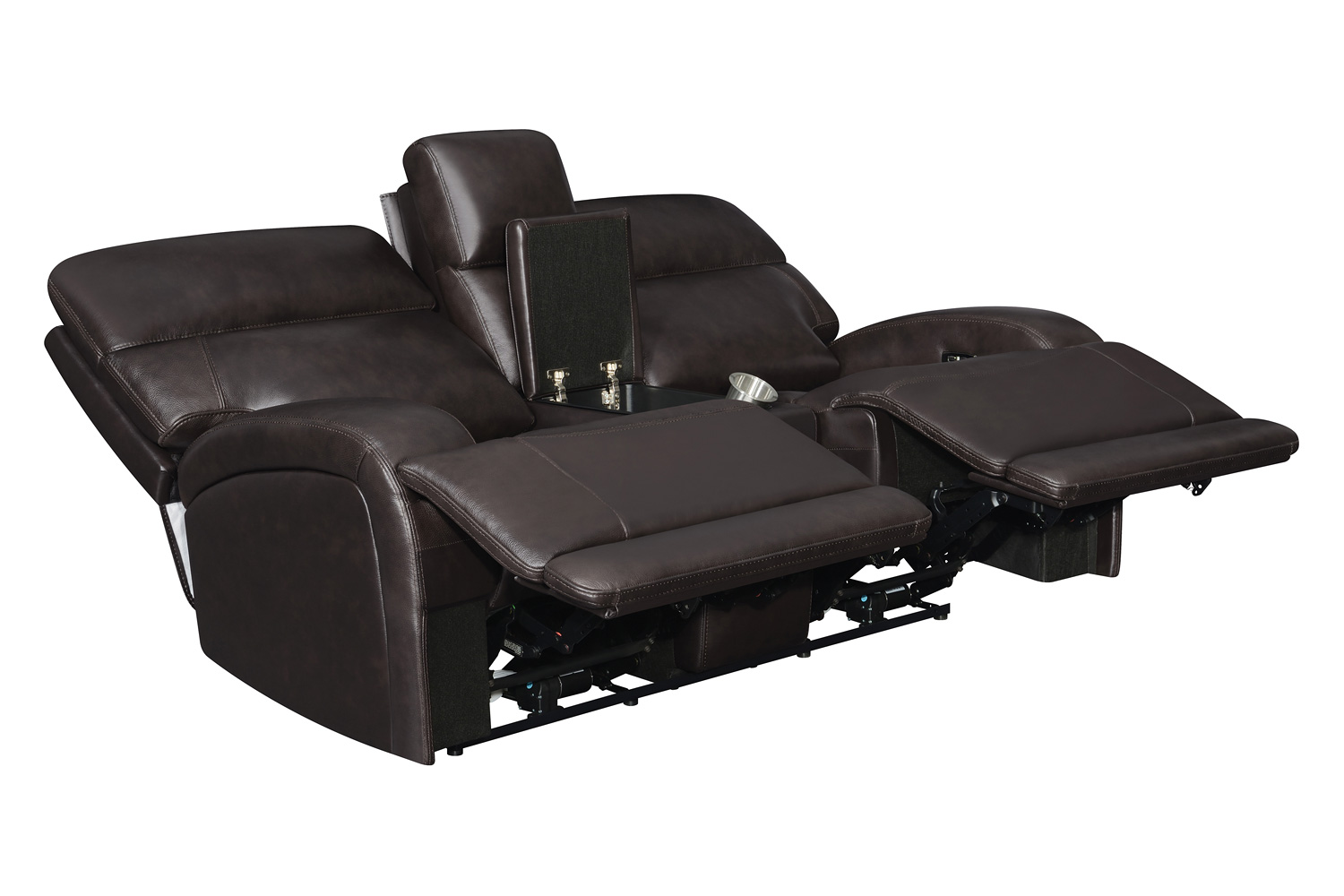 Coaster Longport Upholstered Power Loveseat with Console - Dark Brown