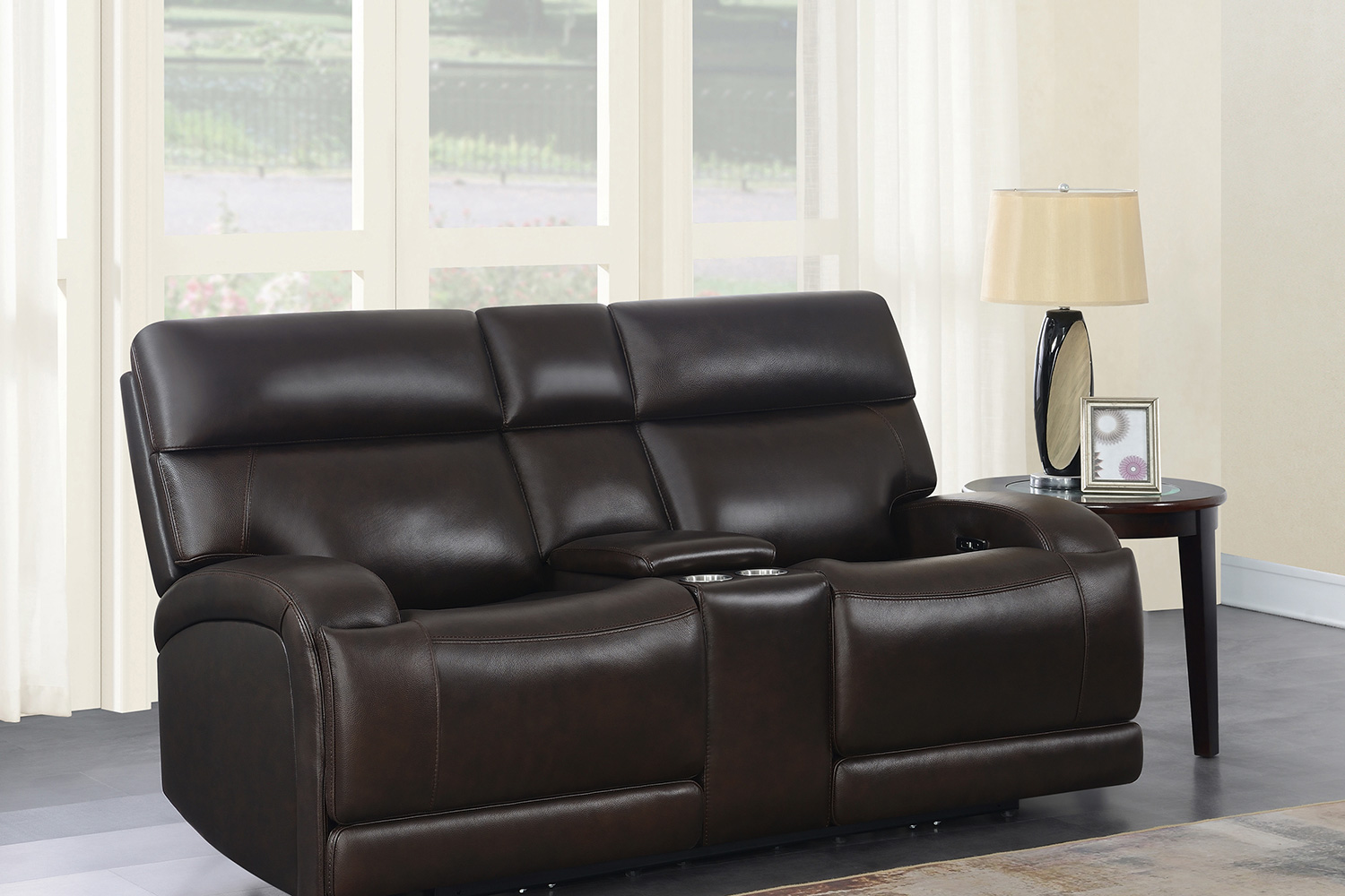 Coaster Longport Upholstered Power Loveseat with Console - Dark Brown