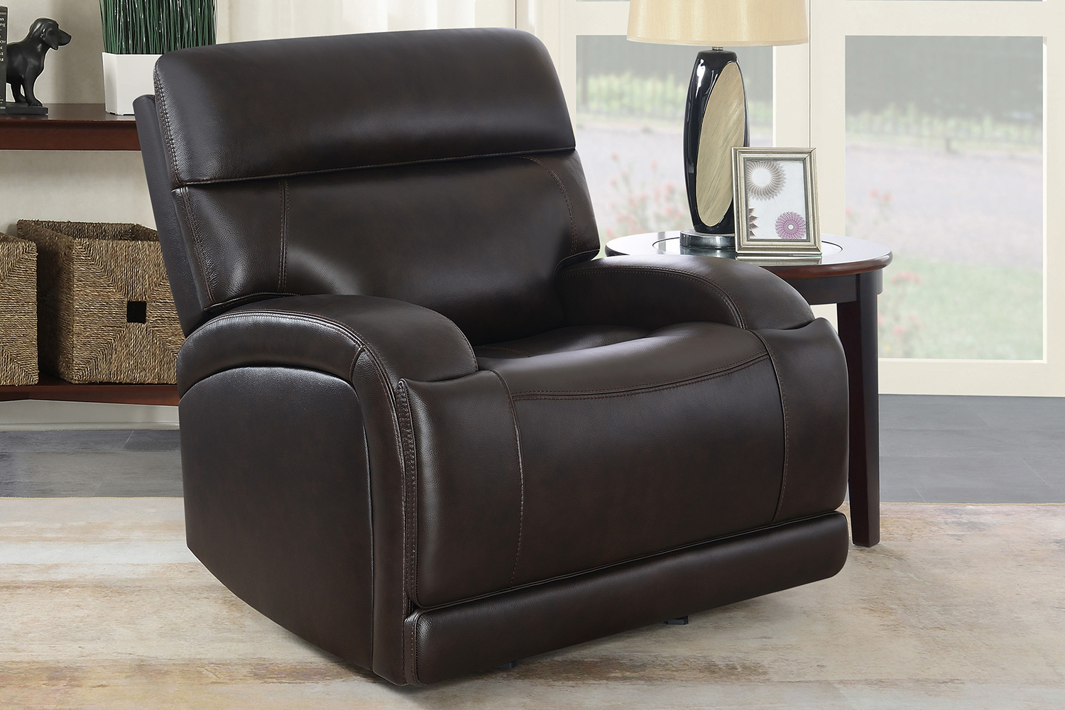 Coaster™ Longport Upholstered Power Glider Recliner - Dark Brown