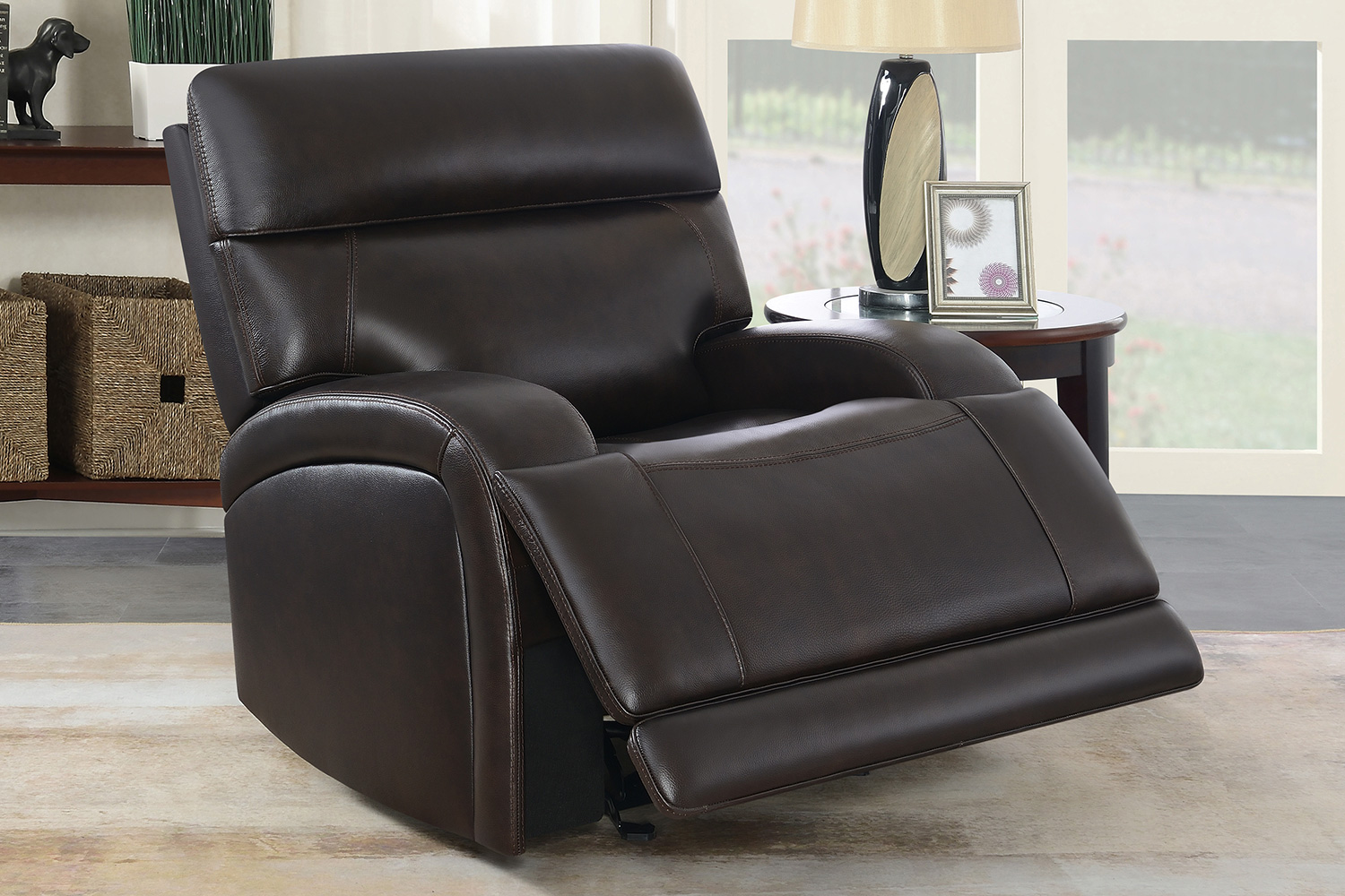 Coaster™ Longport Upholstered Power Glider Recliner - Dark Brown