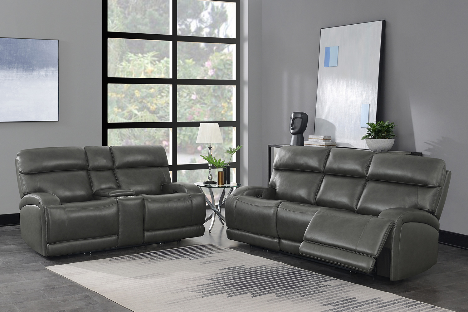 Coaster Longport 2-Piece Upholstered Power Living Room Set - Charcoal