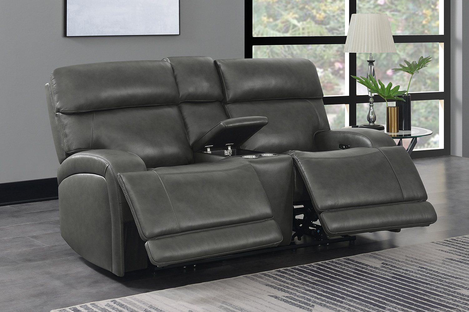 Coaster Longport Upholstered Power Loveseat with Console - Charcoal