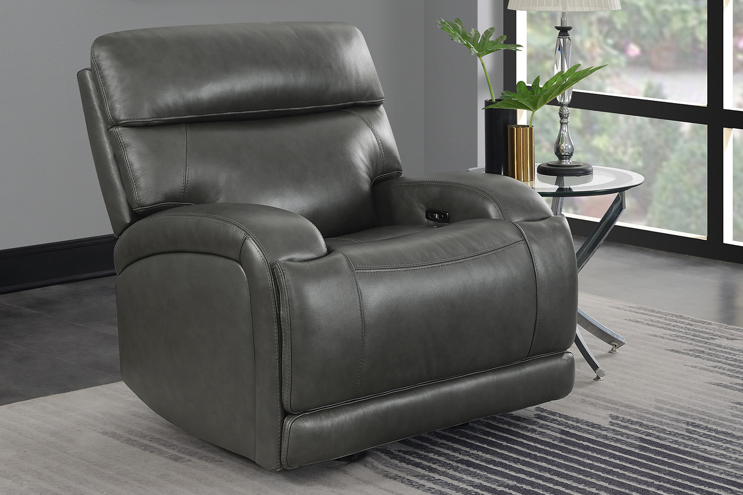 Coaster™ Longport Upholstered Power Glider Recliner - Charcoal