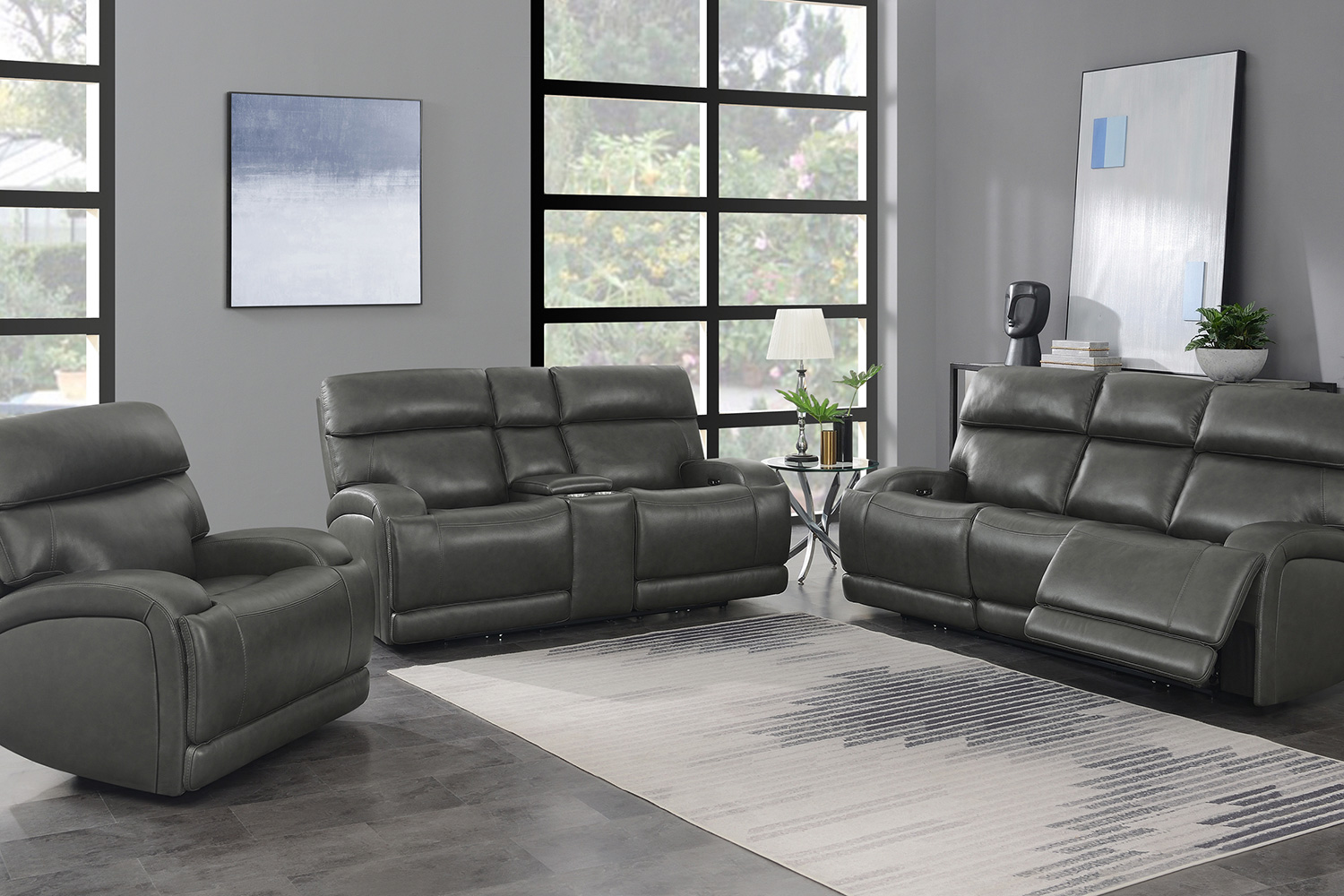 Coaster™ Longport Upholstered Power Glider Recliner - Charcoal