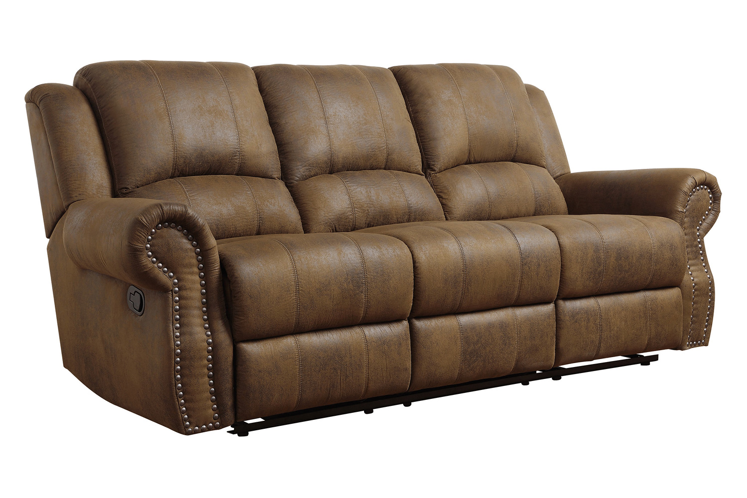 Coaster Sir Rawlinson Rolled Arm Motion Sofa with Nailhead Trim - Buckskin Brown