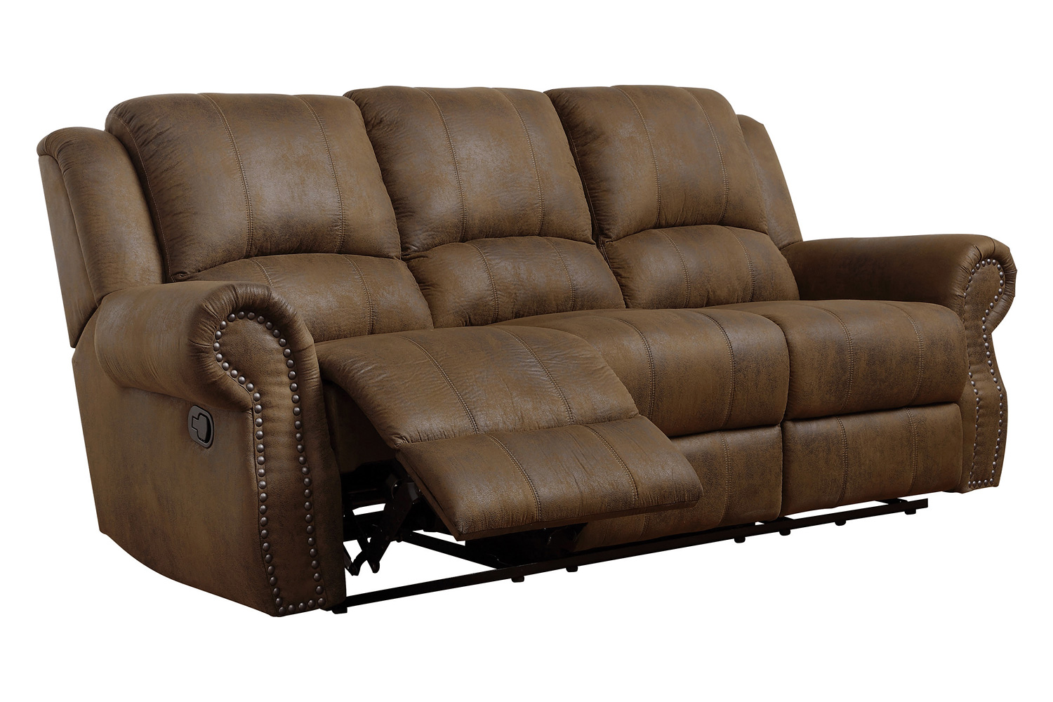 Coaster Sir Rawlinson Rolled Arm Motion Sofa with Nailhead Trim - Buckskin Brown