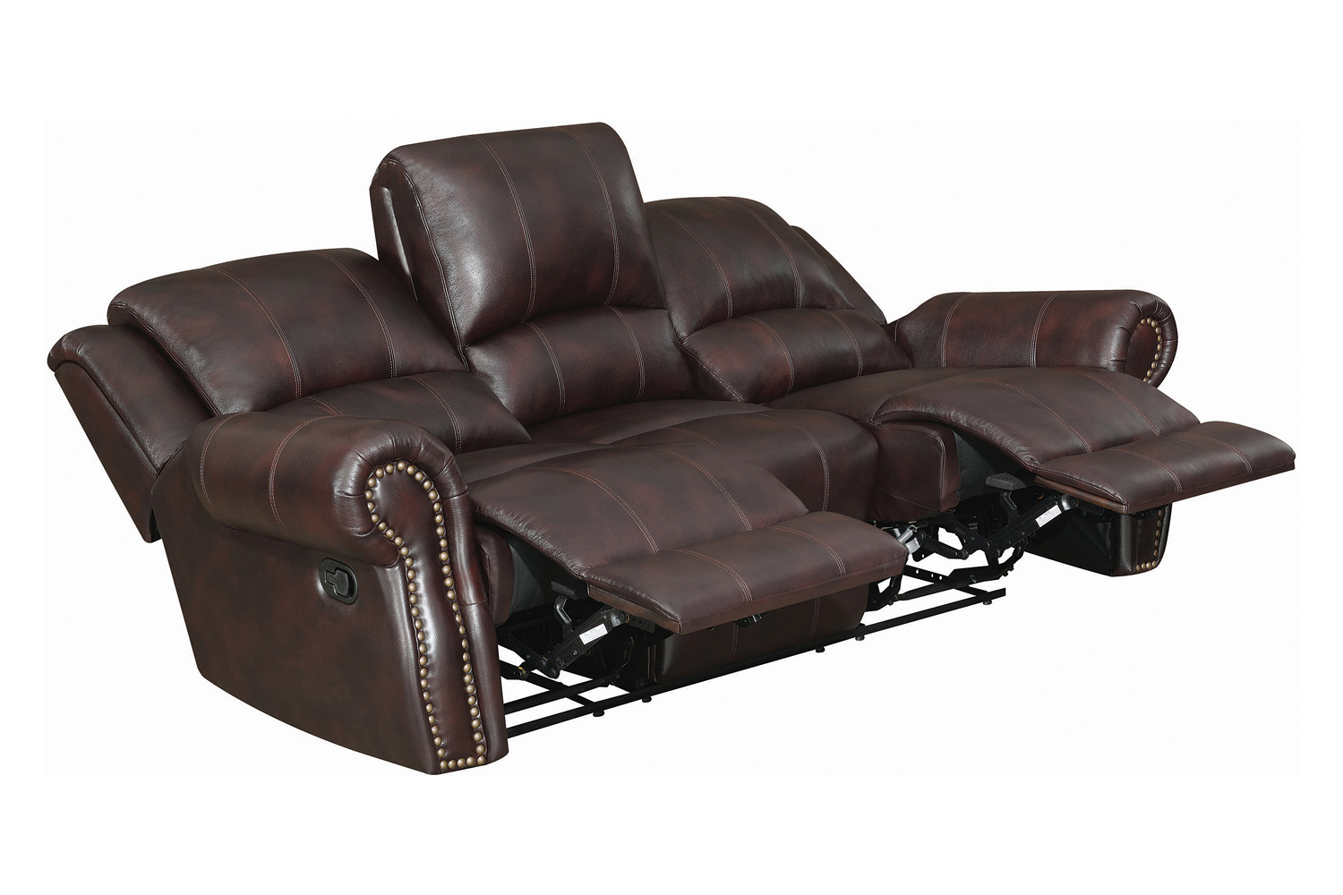 Coaster Sir Rawlinson Nailhead Trim Motion Sofa - Dark Brown