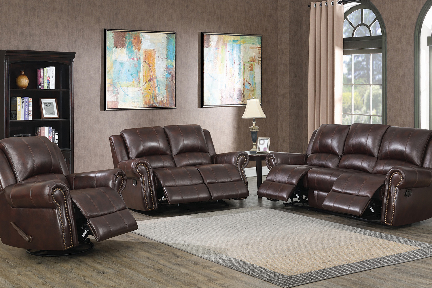 Coaster Sir Rawlinson Nailhead Trim Motion Sofa - Dark Brown