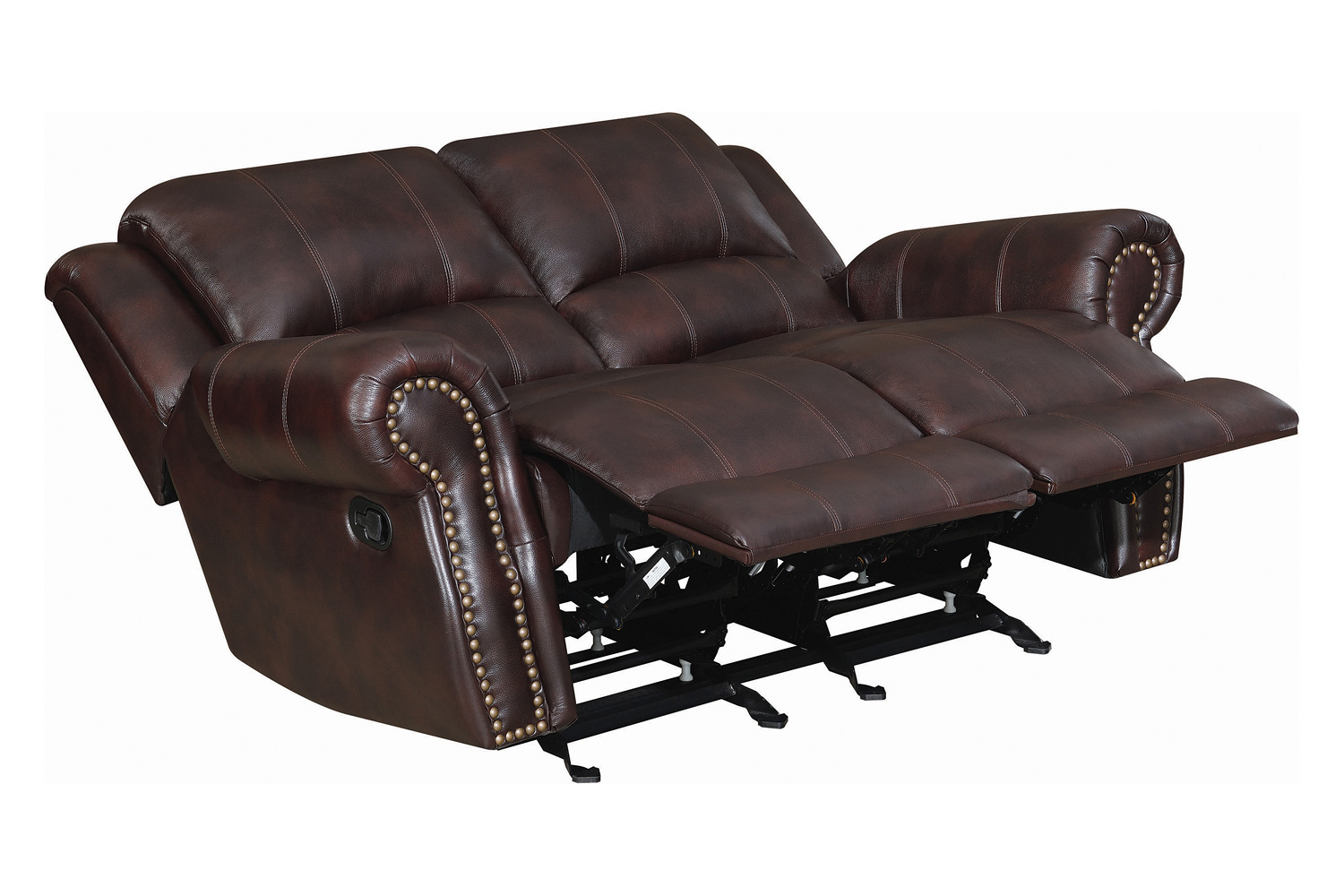 Coaster Sir Rawlinson Nailhead Trim Glider Loveseat - Dark Brown