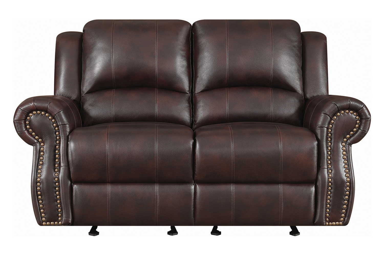 Coaster Sir Rawlinson Nailhead Trim Glider Loveseat - Dark Brown