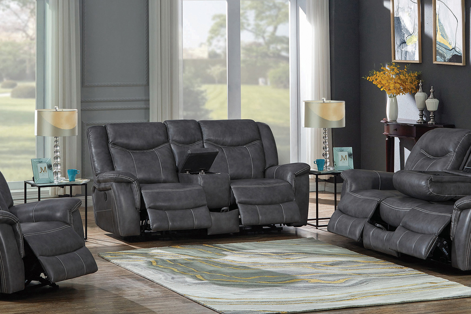 Coaster - Conrad Upholstered Motion Sofa in Gray