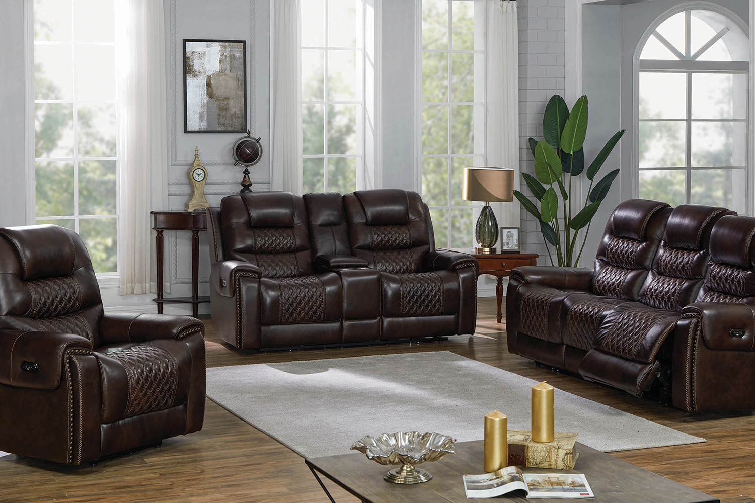 Coaster - North Cushion Back Power Sofa in Dark Brown