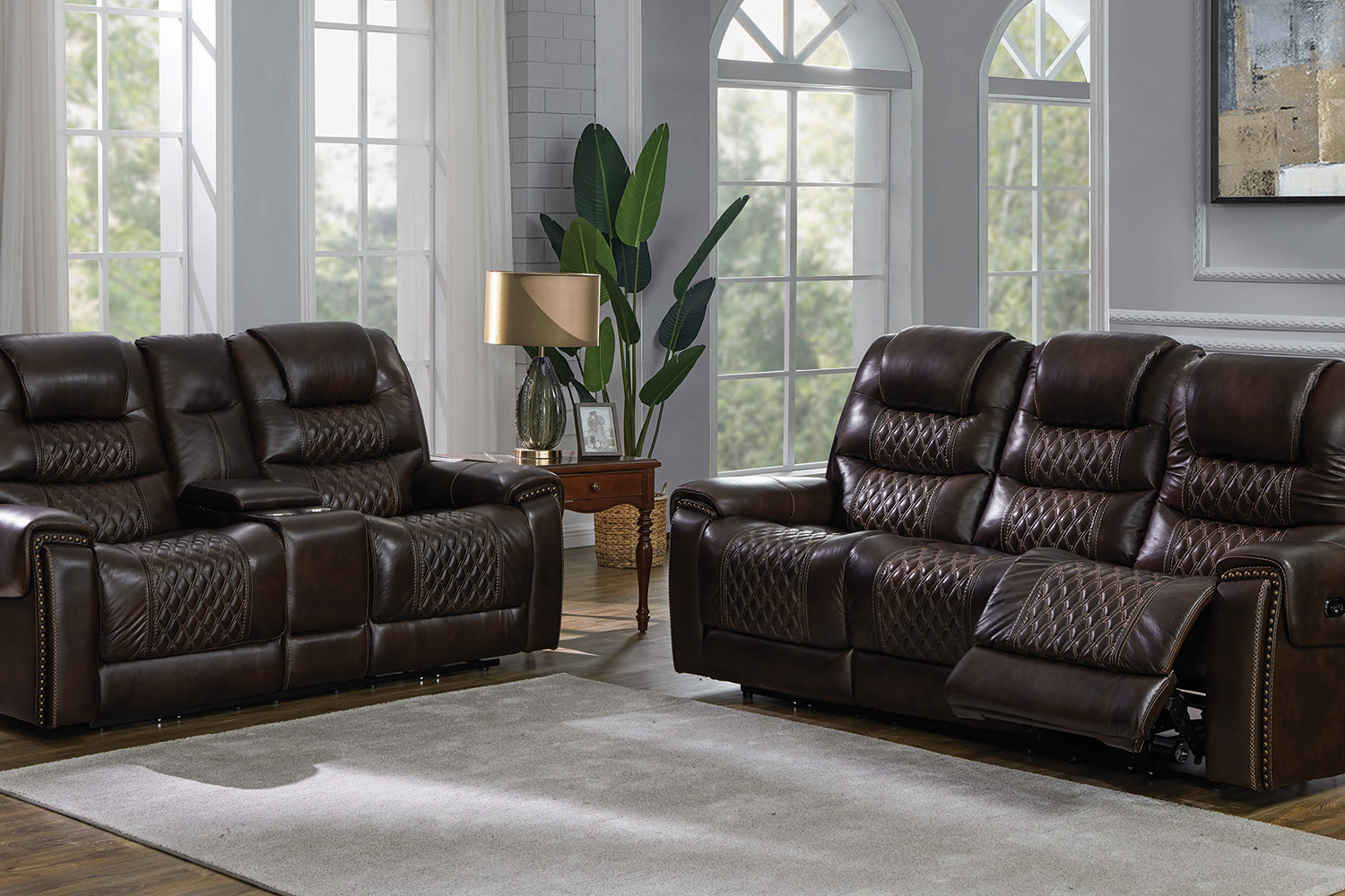 Coaster - North Cushion Back Power Sofa in Dark Brown