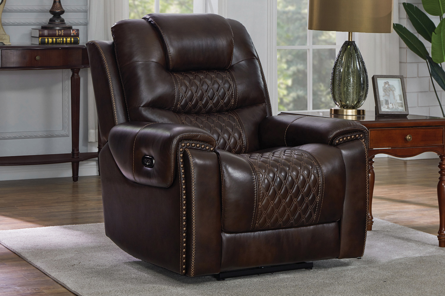 Coaster™ North Cushion Back Power Glider Recliner - Dark Brown