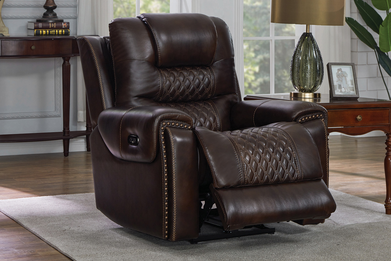 Coaster™ North Cushion Back Power Glider Recliner - Dark Brown