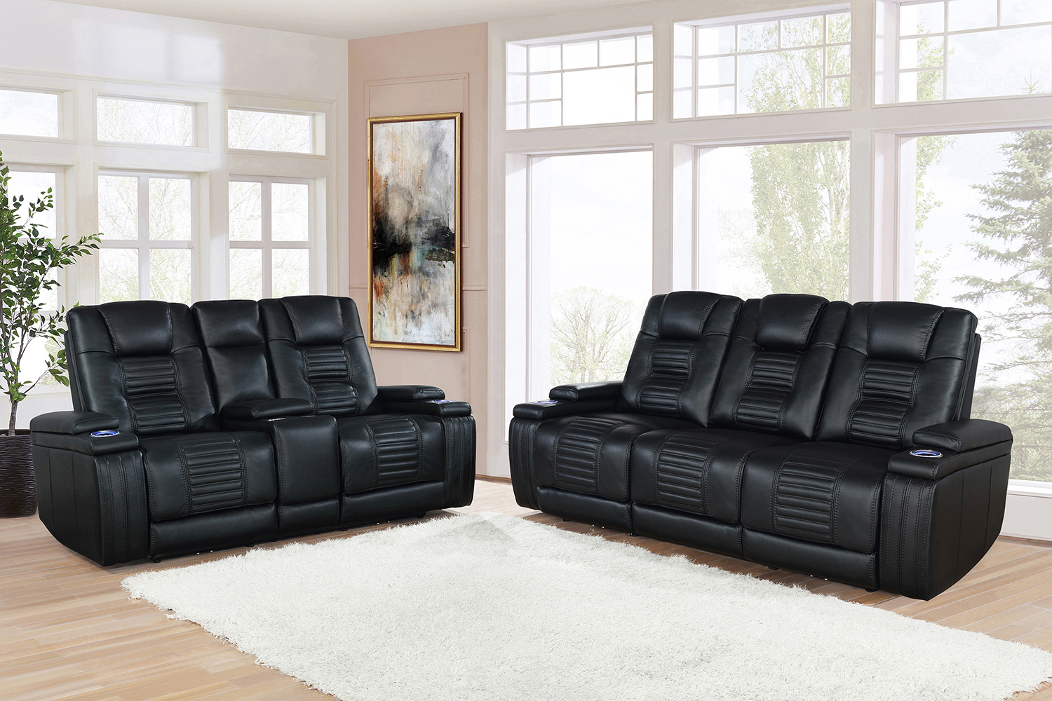 Coaster - Zane Upholstered Dual Power Sofa in Black