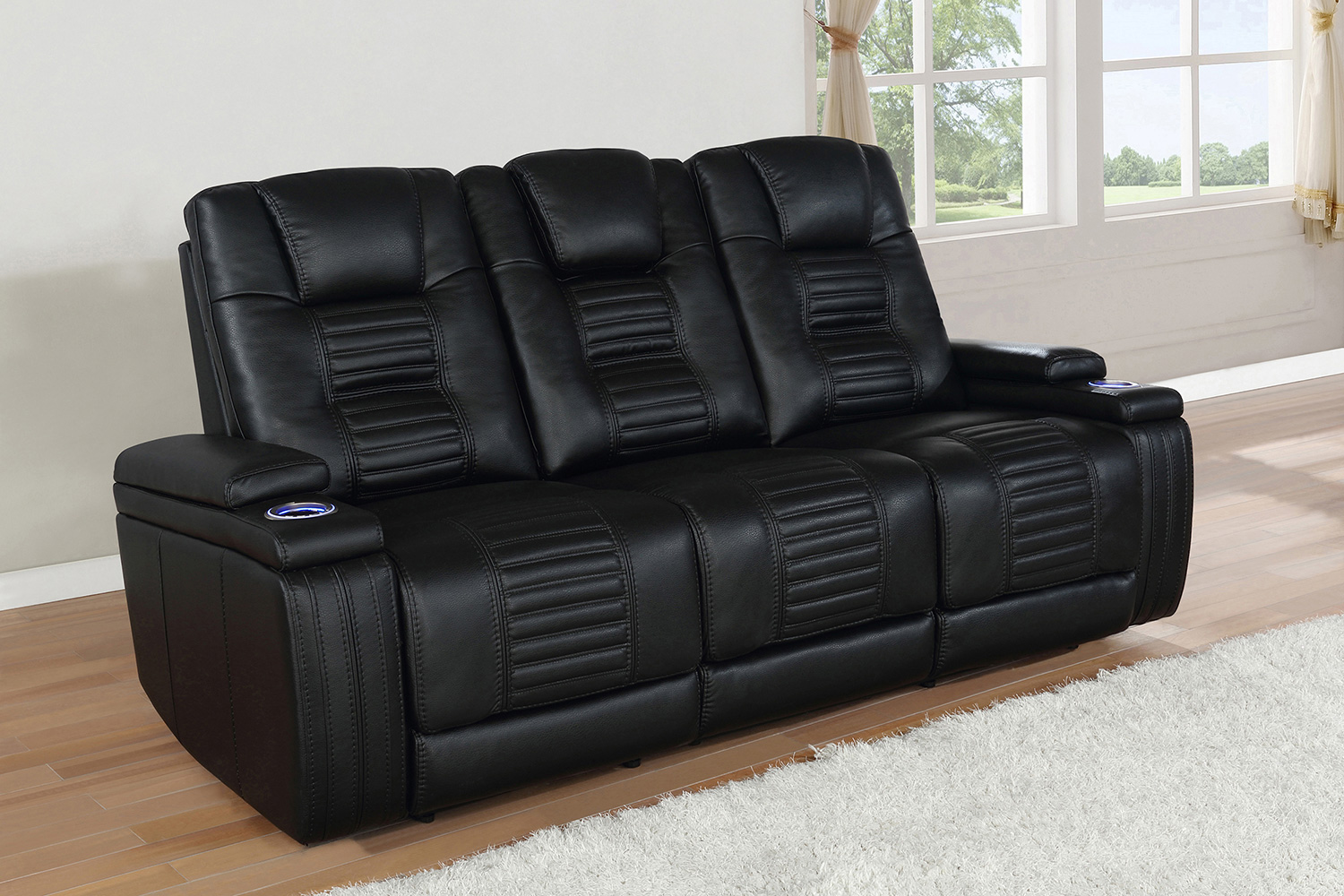 Coaster - Zane Upholstered Dual Power Sofa in Black