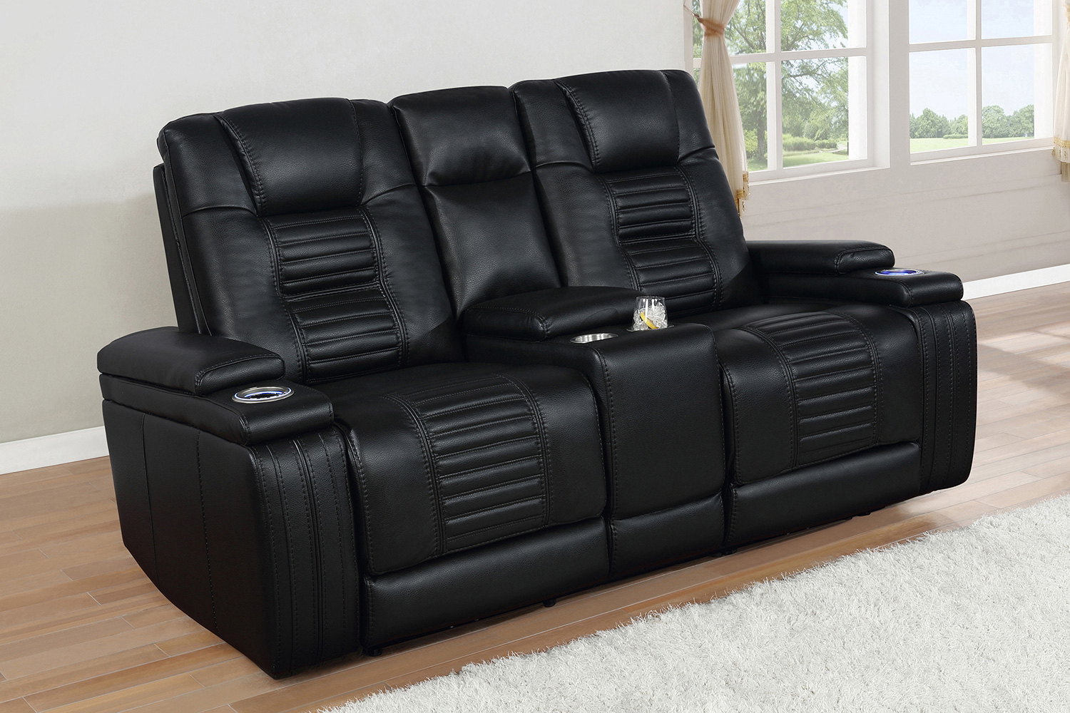 Coaster - Zane Upholstered Dual Power Loveseat in Black