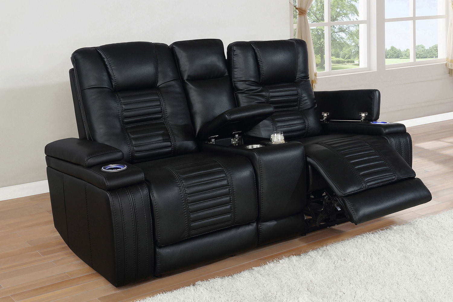 Coaster - Zane Upholstered Dual Power Loveseat in Black