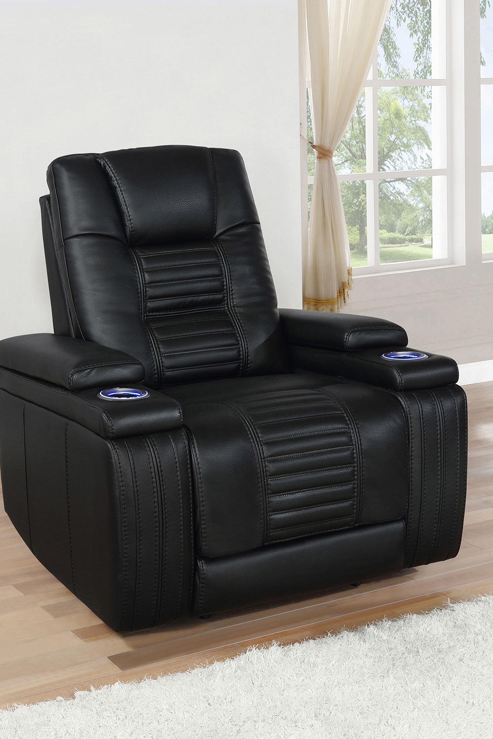 Coaster™ Zane Upholstered Dual Power Recliner - Black