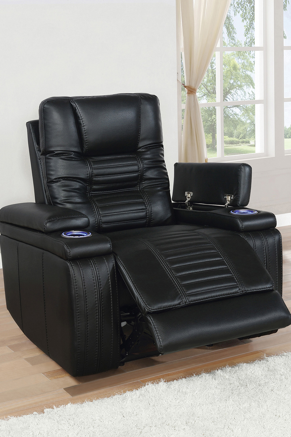 Coaster™ Zane Upholstered Dual Power Recliner - Black