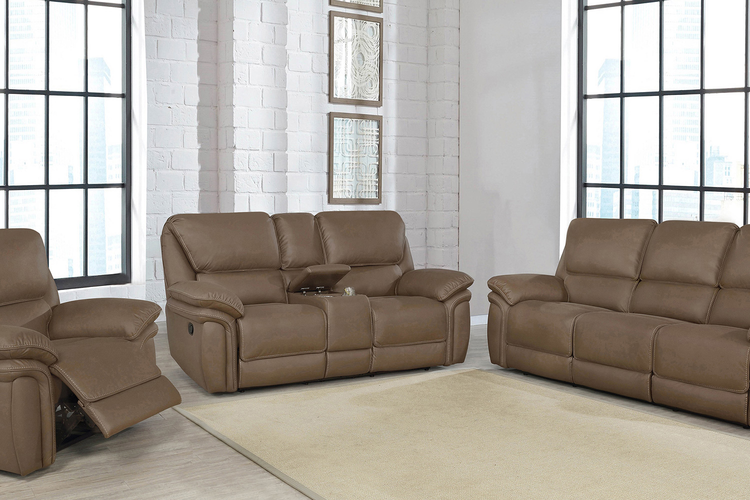 Coaster Breton Upholstered Tufted Back Motion Sofa - Mocha Brown