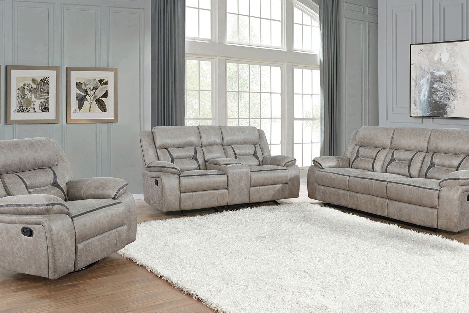 Coaster Greer Upholstered Tufted Back Motion Sofa - Taupe