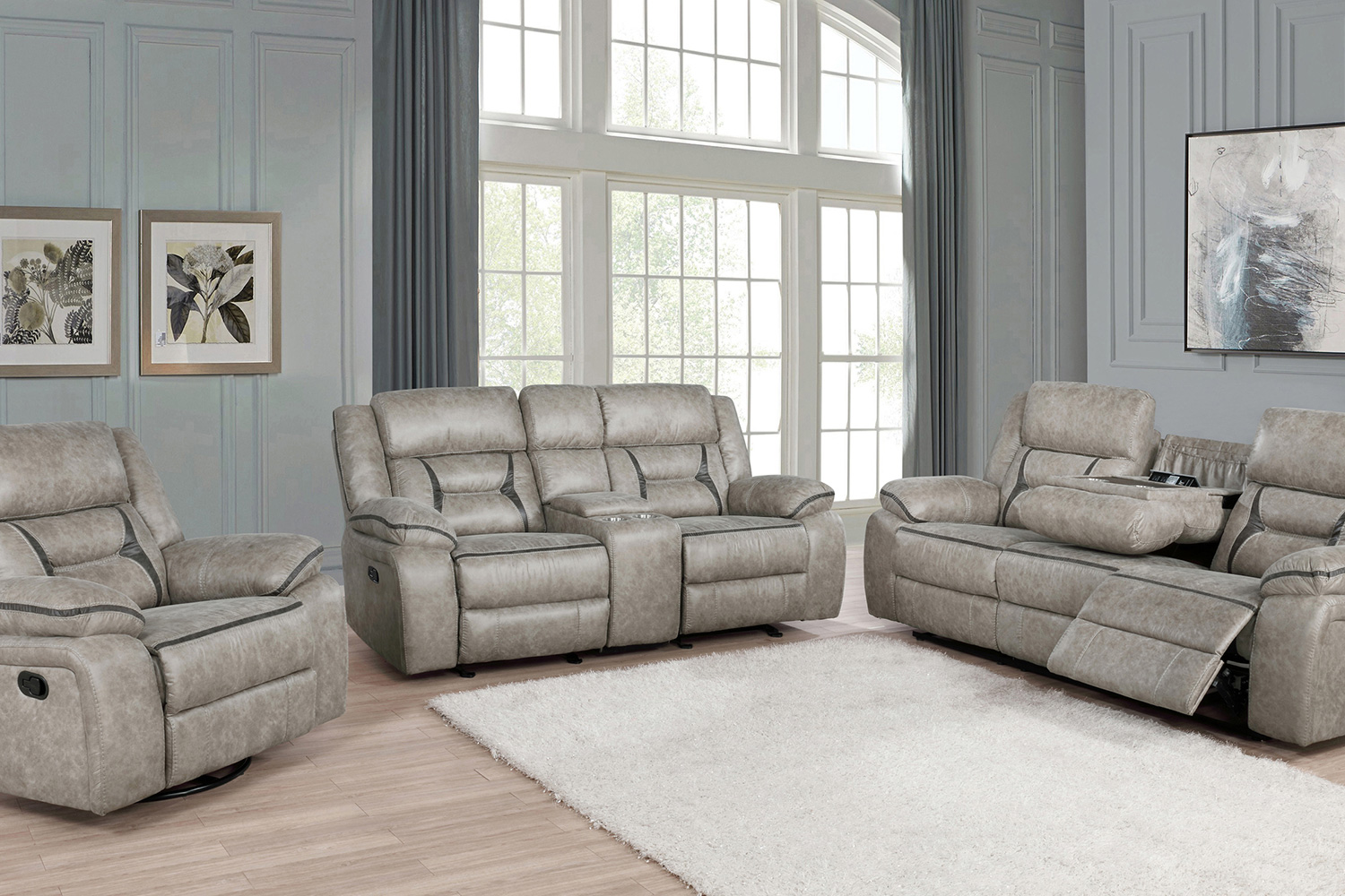 Coaster Greer Upholstered Tufted Back Motion Sofa - Taupe