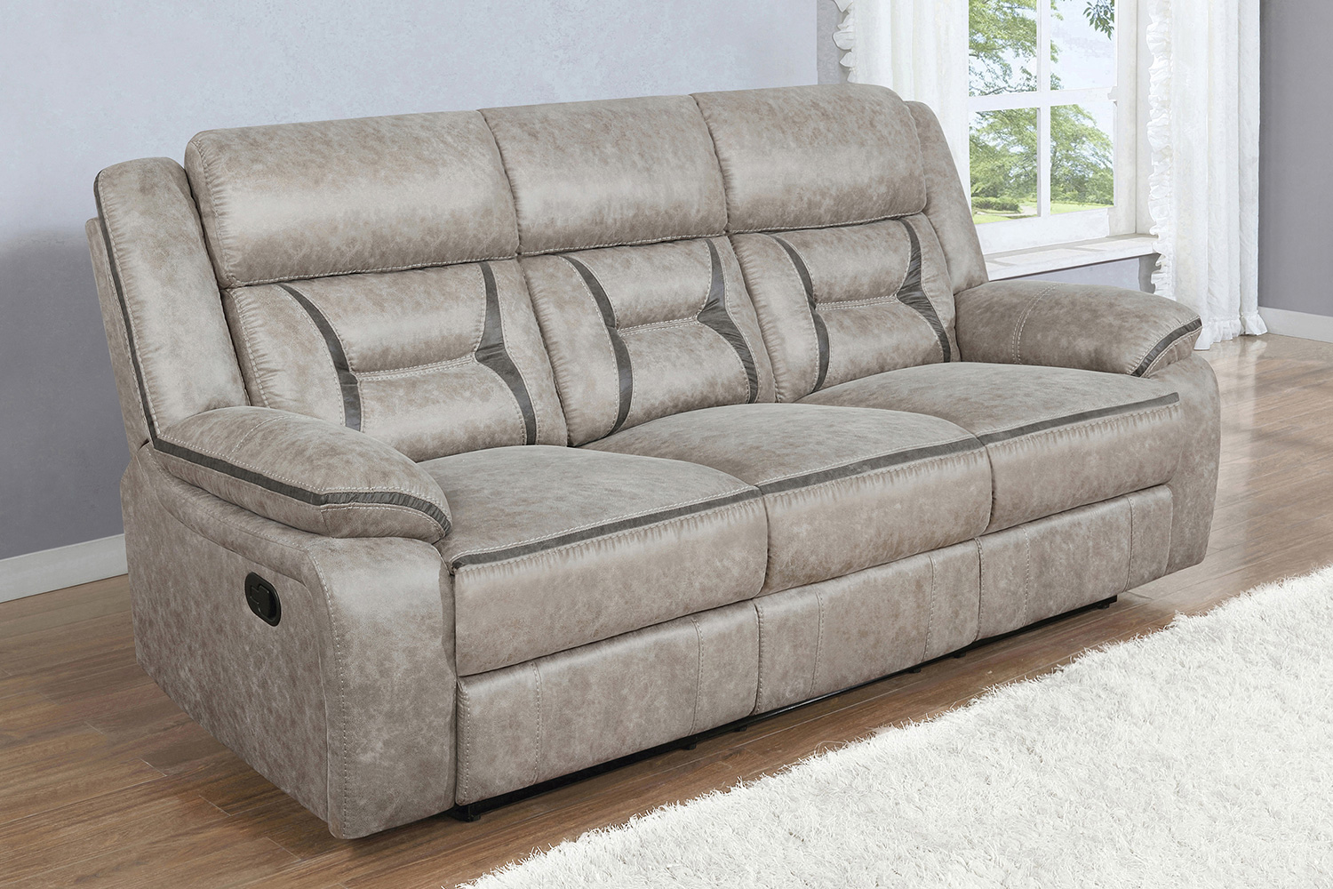 Coaster Greer Upholstered Tufted Back Motion Sofa - Taupe