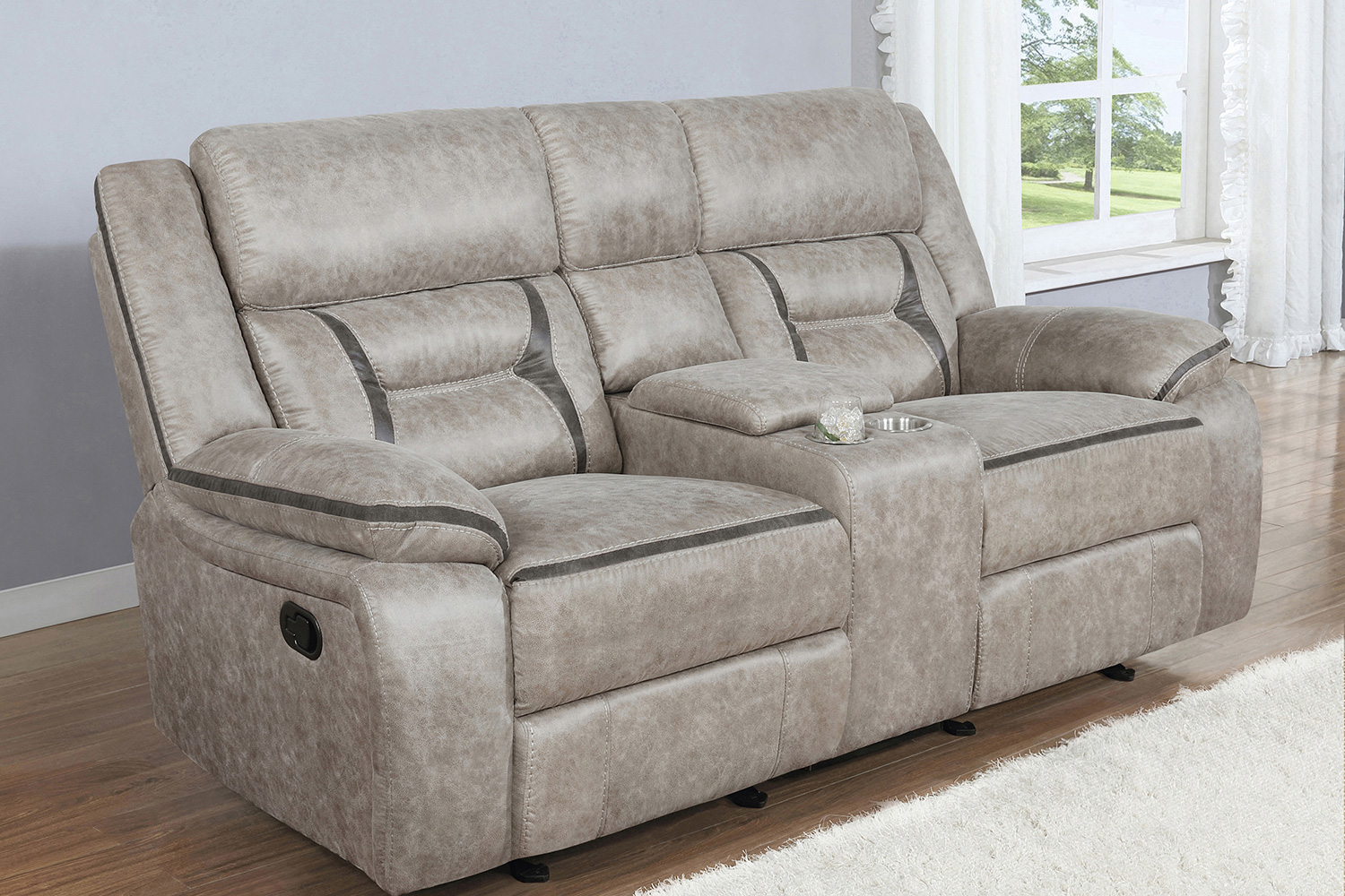 Coaster Greer Upholstered Tufted Back Glider Loveseat - Taupe