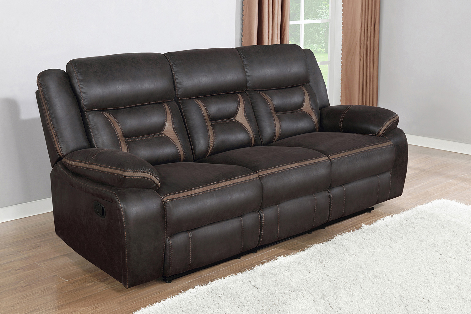 Coaster Greer Upholstered Tufted Back Motion Sofa - Dark Brown