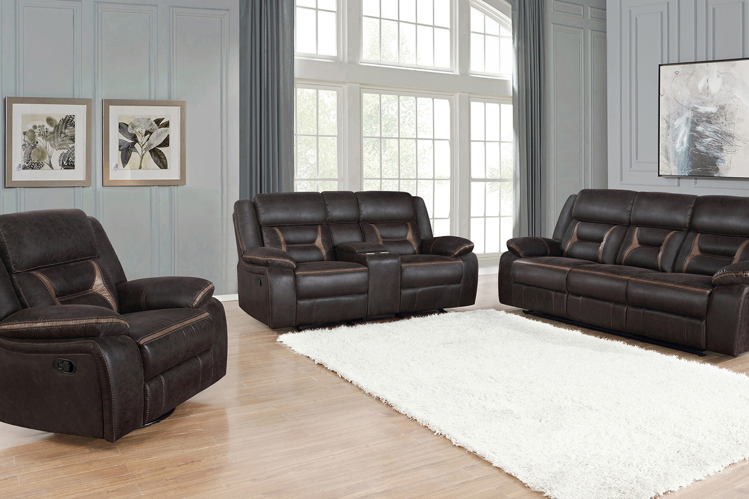 Coaster Greer Upholstered Tufted Back Motion Sofa - Dark Brown