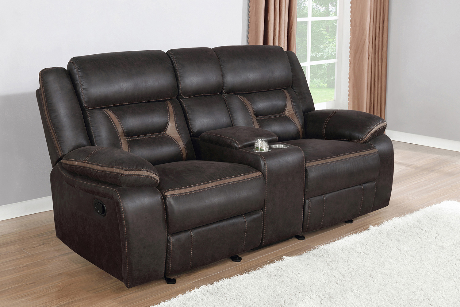 Coaster Greer Upholstered Tufted Back Glider Loveseat - Dark Brown