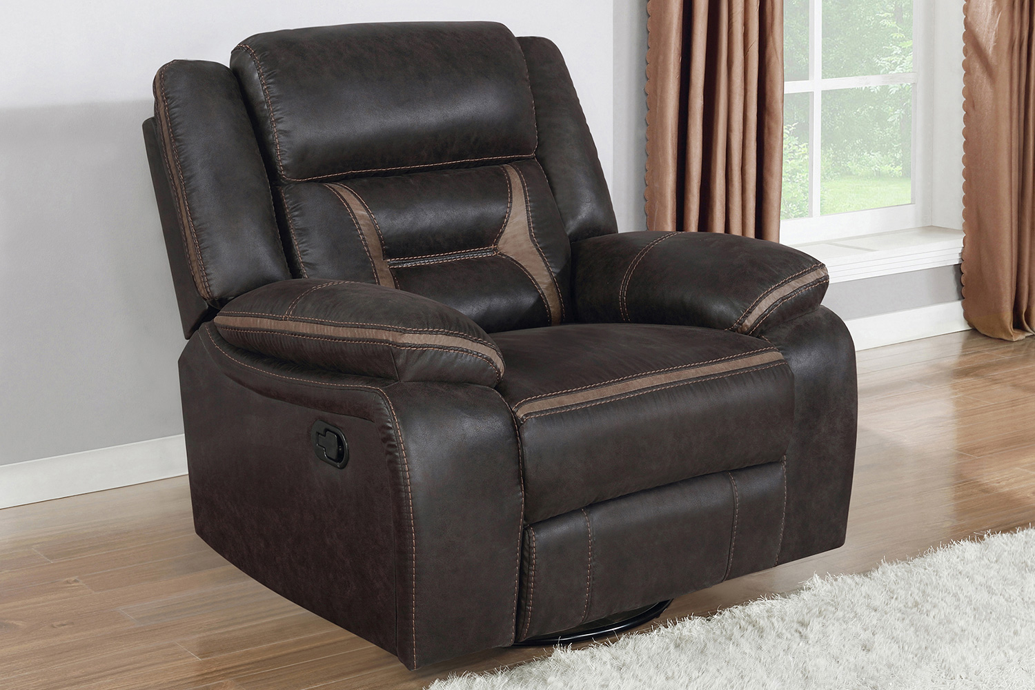 Coaster™ Greer Upholstered Tufted Back Glider Recliner - Dark Brown