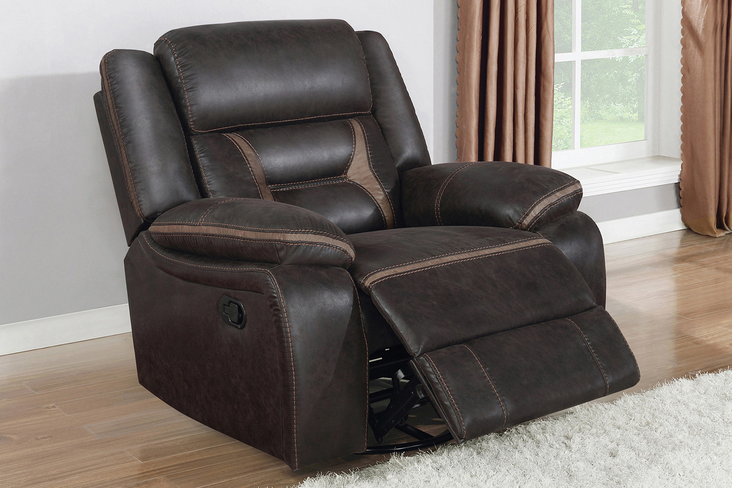 Coaster™ Greer Upholstered Tufted Back Glider Recliner - Dark Brown