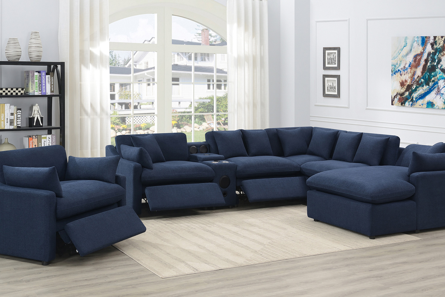 Coaster Destino 6-Piece Modular Power Sectional - Midnight Blue