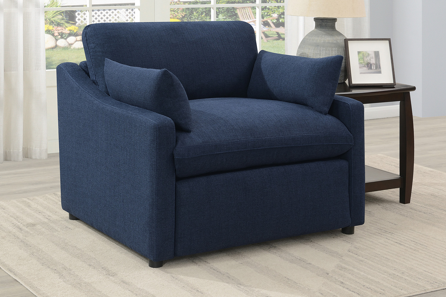 Coaster™ Destino Cushion Back Power Recliner - Midnight Blue