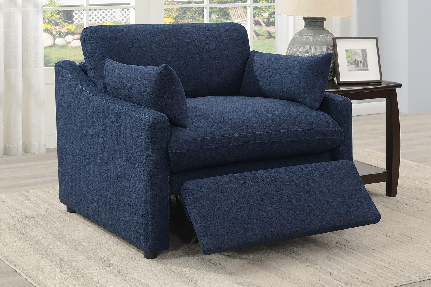 Coaster™ Destino Cushion Back Power Recliner - Midnight Blue