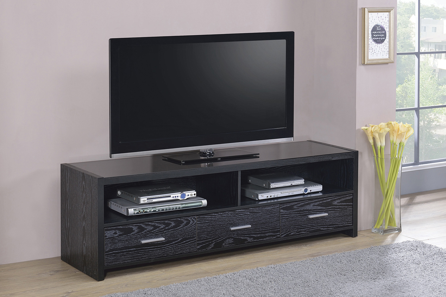 Coaster 62" 3-Drawer TV Console - Black Oak