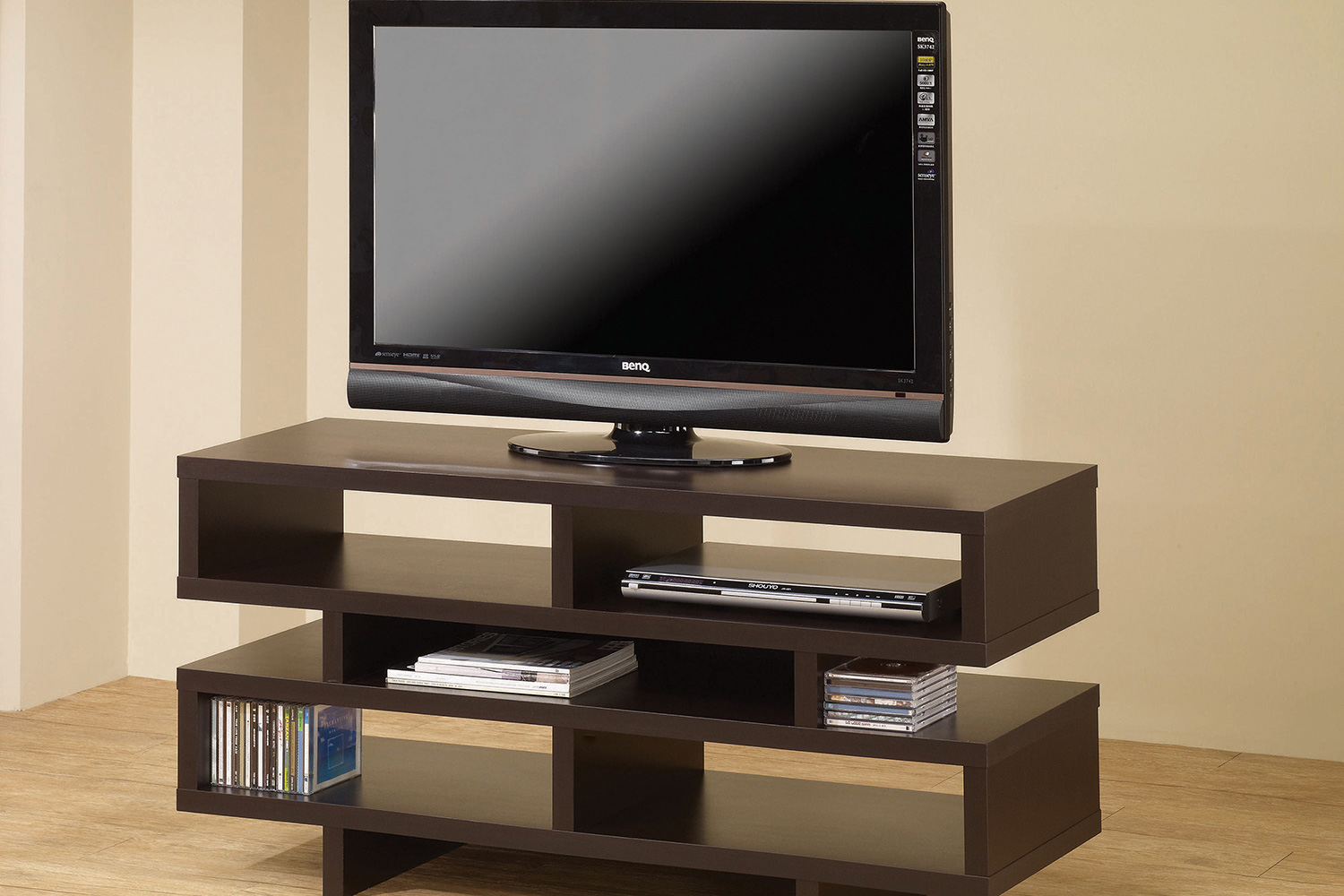 Coaster - TV Console With 5 Open Compartments in Cappuccino